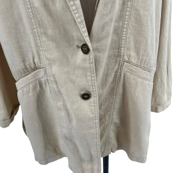 Anthropologie Pilcro Summer Blazer Jacket Linen Cotton Taupe Tan Cream Size XL - Picture 5 of 14